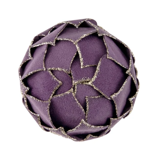 Hot 7" Purple Flower Glitter Petal Shatterproof Ball Christmas Ornament Glass|Ball Ornaments