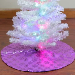 Outlet 20" Purple Sequin Snowflake Mini Christmas Tree Skirt Cloth|Metal
