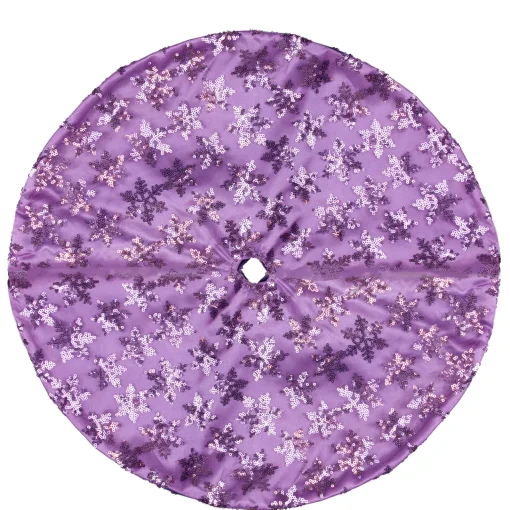 Outlet 20" Purple Sequin Snowflake Mini Christmas Tree Skirt Cloth|Metal