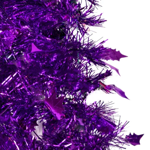 Sale 6' Purple Tinsel Pop-Up Artificial Christmas Tree, Unlit Pop Up