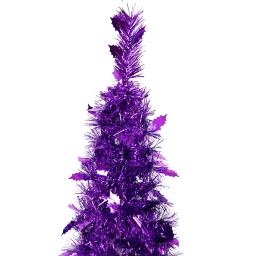 Sale 6' Purple Tinsel Pop-Up Artificial Christmas Tree, Unlit Pop Up