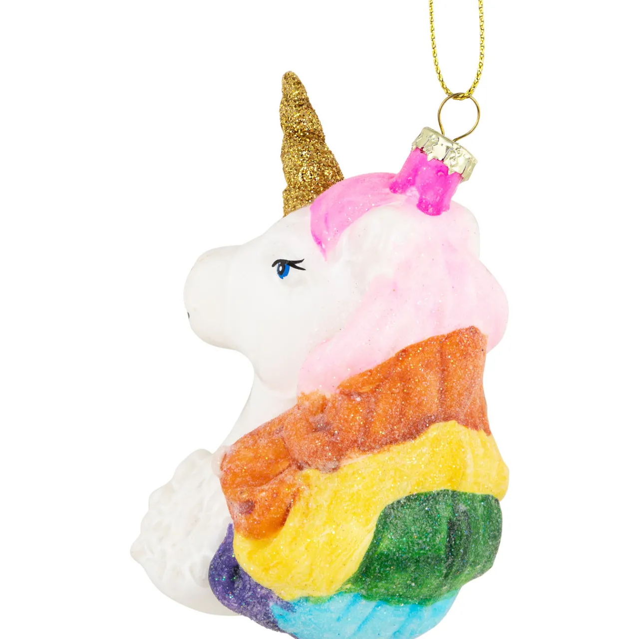 Sale 4” Rainbow Unicorn Bust Hanging Glass Christmas Ornament Animals