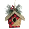 Clearance 5.75" Red and Black Buffalo Plaid Hanging Bird House Christmas Ornament Garden & Floral