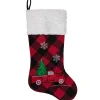 Outlet 20.5" Red and Black Plaid Christmas Stocking With a Vintage Truck Stockings