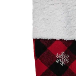 Outlet 20.5" Red and Black Plaid Christmas Stocking With a Vintage Truck Stockings