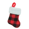 7" Red and Black Plaid Print Christmas Stocking with Faux Fur Cuff Stockings