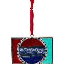 Discount 3" Red and Blue Pepsi Globe Logo European Crystal Christmas Ornament Food & Beverage