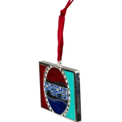 Discount 3" Red and Blue Pepsi Globe Logo European Crystal Christmas Ornament Food & Beverage