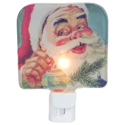 New 4" Red and Blue Santa Glass Christmas Night Light Night Lights