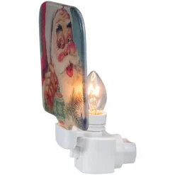 New 4" Red and Blue Santa Glass Christmas Night Light Night Lights
