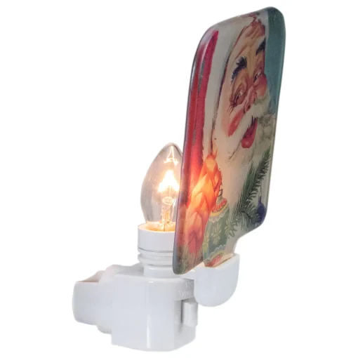 New 4" Red and Blue Santa Glass Christmas Night Light Night Lights