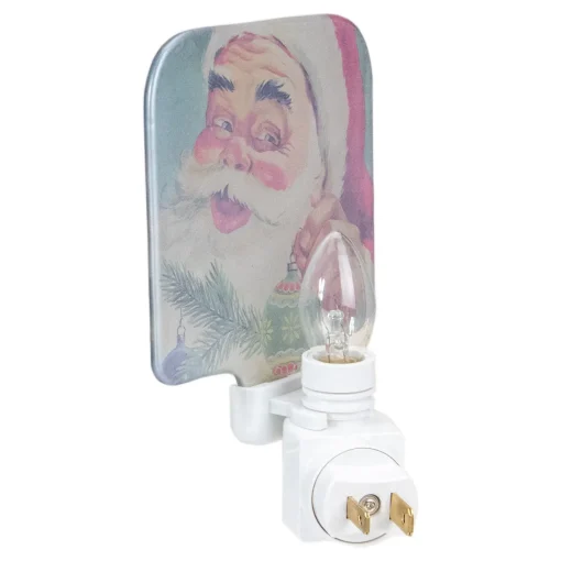 New 4" Red and Blue Santa Glass Christmas Night Light Night Lights