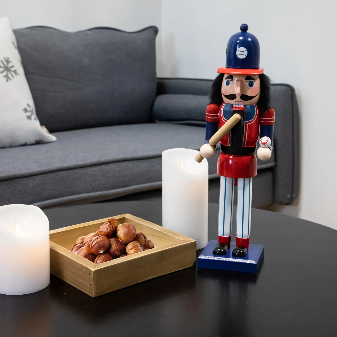 Clearance 14" Red and Blue Wooden Christmas Nutcracker Baseball Player Nutcrackers