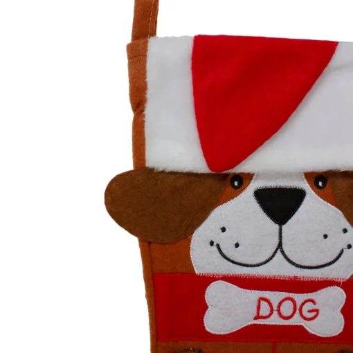 Sale 17" Red and Brown "DOG" Embroidered Christmas Stocking with Cuff Stockings