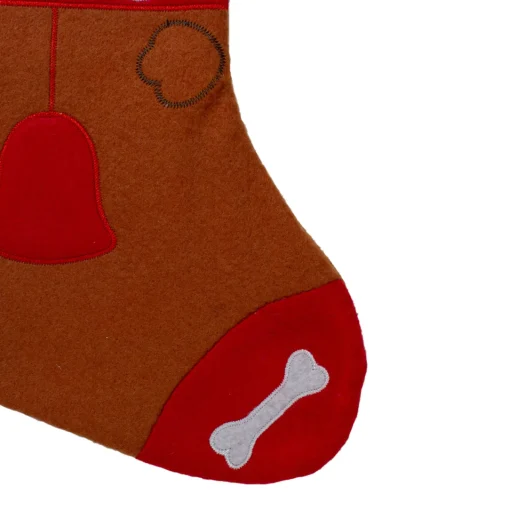 Sale 17" Red and Brown "DOG" Embroidered Christmas Stocking with Cuff Stockings
