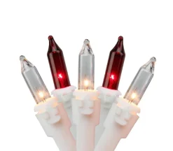 150 Red and Clear Mini Icicle Christmas Lights - 8.75 ft White Wire Icicles
