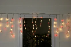 150 Red and Clear Mini Icicle Christmas Lights - 8.75 ft White Wire Icicles