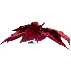 9" Red and Gold Artificial Poinsettia Clip-On Christmas Ornament Poinsettias