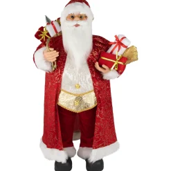 Outlet 32" Red and Gold Santa Claus with Gifts Christmas Figure Santa Claus
