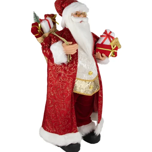 Outlet 32" Red and Gold Santa Claus with Gifts Christmas Figure Santa Claus
