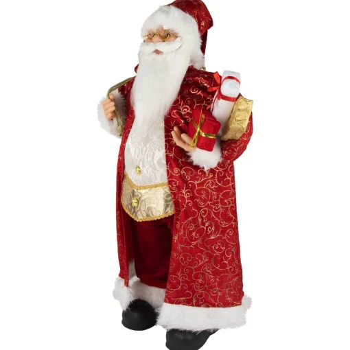 Outlet 32" Red and Gold Santa Claus with Gifts Christmas Figure Santa Claus