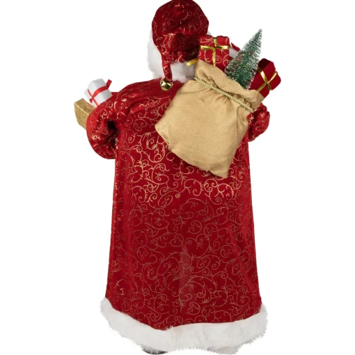 Outlet 32" Red and Gold Santa Claus with Gifts Christmas Figure Santa Claus