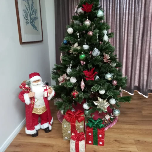 Outlet 32" Red and Gold Santa Claus with Gifts Christmas Figure Santa Claus