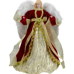 Outlet 14" Red and Gold Traditional Angel Christmas Tree Topper - Unlit Angels