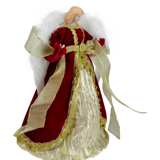 Outlet 14" Red and Gold Traditional Angel Christmas Tree Topper - Unlit Angels