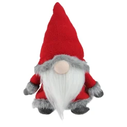 Best 13" Red and Gray Sitting Santa Christmas Gnome with Faux Fur Trim Gnomes