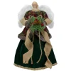 Sale 18" Red and Green Angel in a Dress Christmas Tree Topper Accented with Holly Berries - Unlit Angels