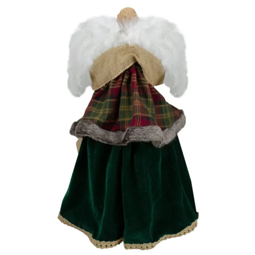 Sale 18" Red and Green Angel in a Dress Christmas Tree Topper Accented with Holly Berries - Unlit Angels