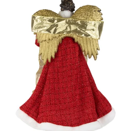Online 18" Red and Green Angel with Wreath Christmas Tree Topper, Unlit Angels