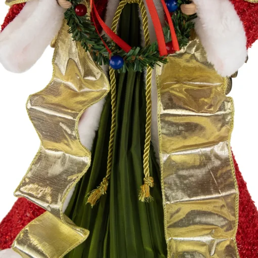 Online 18" Red and Green Angel with Wreath Christmas Tree Topper, Unlit Angels