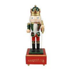 Online 12" Red and Green Animated King with Scepter Christmas Nutcracker Nutcrackers