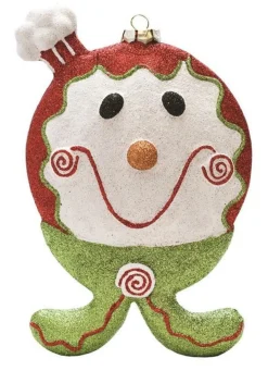 Discount 9" Red and Green Glittered Shatterproof Gingerbread Boy Christmas Ornament Gingerbread