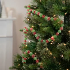 Online 6' Red and Green Glittered Candy Drop Christmas Garland, Unlit Pre Decorated