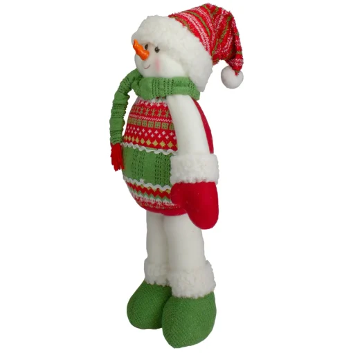 Sale 17.5" Red and Green Jolly Plush Snowman Christmas Figure Snowmen