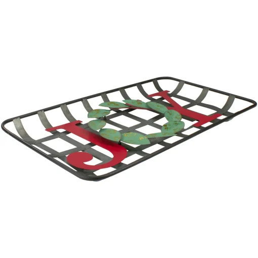 Best 24" Red and Green "JOY" Rustic Tobacco Basket Christmas Wall Decor Wall