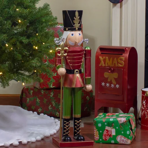 23.75" Red and Green Metal Nutcracker Soldier Christmas Decoration Nutcrackers