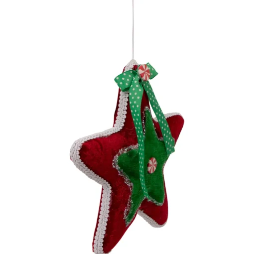 Best 8" Red and Green Peppermint Star Christmas Ornament Symbols