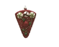 Outlet 5" Red and Green Shatterproof Strawberry Cake Slice Christmas Ornament Food & Beverage