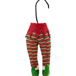 Online 19" Red and Green Striped Elf Legs Christmas Decoration Novelty