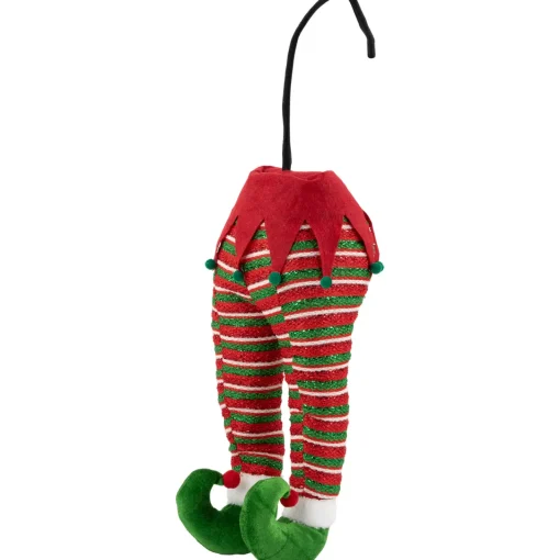 Online 19" Red and Green Striped Elf Legs Christmas Decoration Novelty