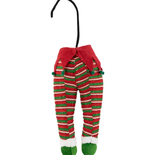 Online 19" Red and Green Striped Elf Legs Christmas Decoration Novelty