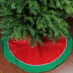 Best 48" Red and Green Traditional Christmas Tree Skirt Cloth|Metal
