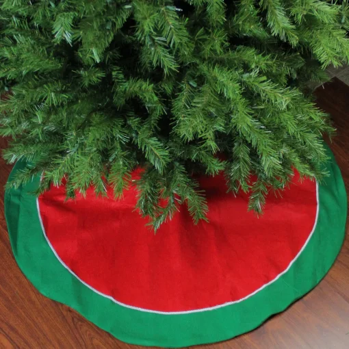 Best 48" Red and Green Traditional Christmas Tree Skirt Cloth|Metal