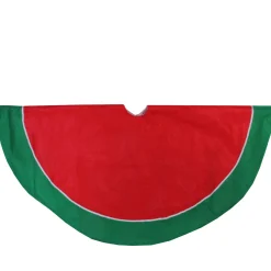 Best 48" Red and Green Traditional Christmas Tree Skirt Cloth|Metal