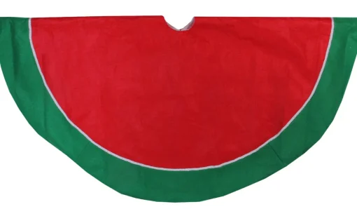 Best 48" Red and Green Traditional Christmas Tree Skirt Cloth|Metal