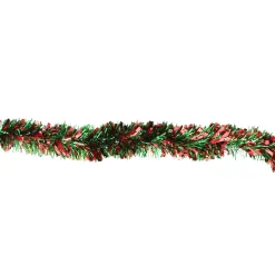 12' Red and Green Wide Cut Christmas Tinsel Garland - Unlit Colorful